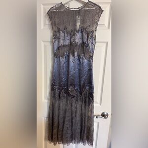 Anthropologie Blue and Gray Midi Dress NWT